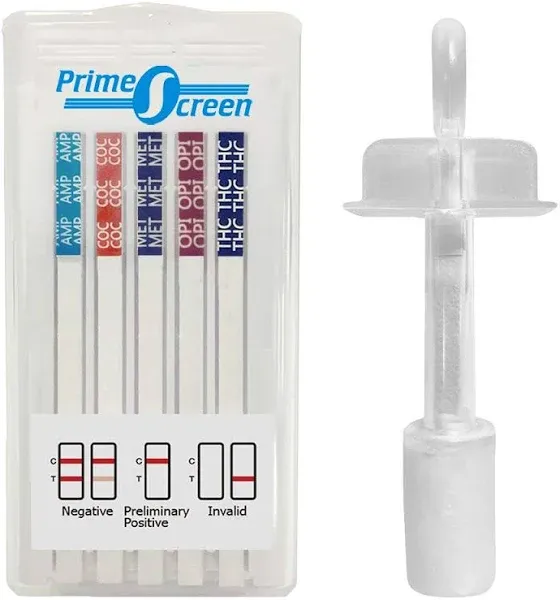 Prime Screen [1 Pack] 5 Panel Saliva Oral Fluid Test Kit, E&I Exempt for Workplace Employment and Insurance Testing (AMP, COC, MET, OPI, THC) - ODOA-256