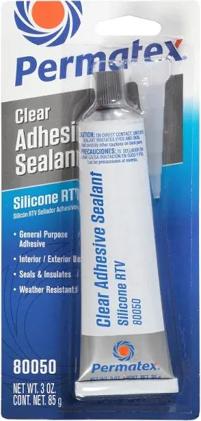 NEW! PERMATEX CLEAR RTV SILICONE ADHESIVE SEALANT, 3-oz, 80050