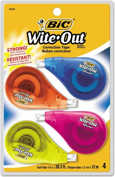 BIC White-Out Brand EZ Correct Correction Tape, 4 Count (Pack of 2)