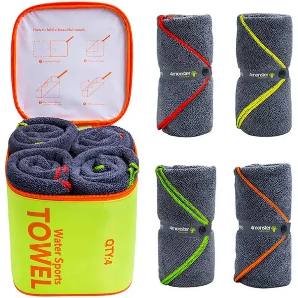 4 Monster 4 Pack Microfiber Camping Towel