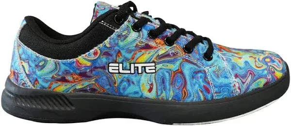 ELITE Women's Blue Swirl Bowling Shoes - Adjustable Fit, Slide Soles, Komfort-Lite Comfort, and Lightweight