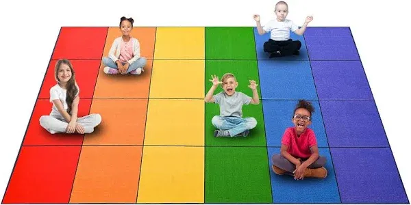 Booooom Jackson Rainbow Classroom Rug Colorful Classroom Seating Rug Elementary