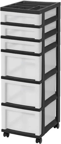 IRIS 6-Drawer Rolling Plastic Storage Drawer Cart