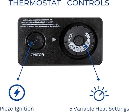 Procom 10,000 BTU Natural Gas Ventless Blue Flame Heater with Base Feet, T-Stat Control