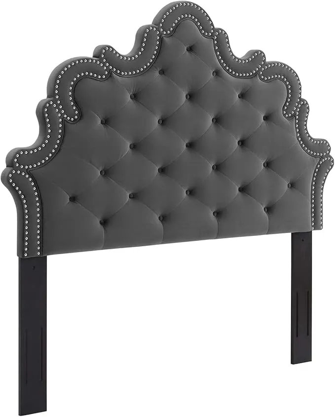 Modway Arabella Button-Tufted Performance Velvet Headboard, Twin, Charcoal