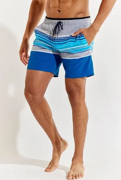 Men's Kahuna Swimming Shorts | Marine Blue/Mercury Sea Stripe