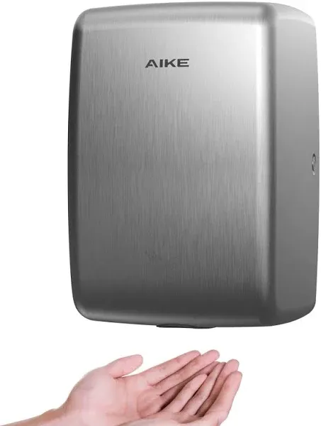 AIKE UL Approved Compact Jet Hand Dryer Hard-Wired Friendly, 1350W 120V Brushed 