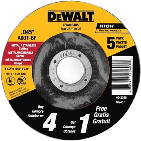 DeWalt Thin Cutting Wheel DCW 5 Pack