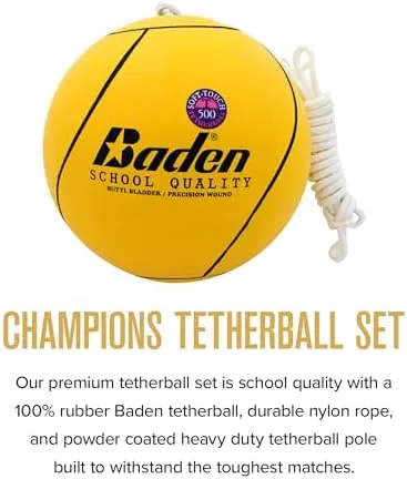 Baden School Quality 100% Soft-Touch Tetherball Ball and Rope, Yellow