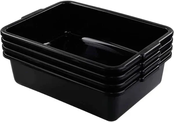 Callyne 4-Pack 8 L Black Small Plastic Kitchen Bus Tubs