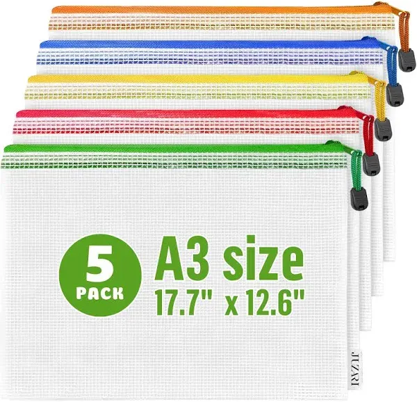 5 Pack Mesh Zipper Pouch Bags