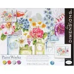 Paint By Number Bright Flowers Kit 25”x18” Complete Brushes Paint Canvas