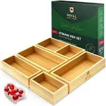 Royal Craft Wood Luxury Bamboo Drawer Organizer Storage Box, Bin Set - Multi-Use Drawer Organizer for Kitchen, Bathroom, Office