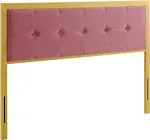 Modway Teagan Tufted Full Performance Velvet Headboard Gold Dusty Rose