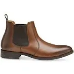 JOHNSTON &amp; MURPHY Mens Brown Pull Tab Lewis Toe Block Heel Leather Chelsea 12 M