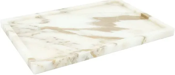 Dsrva 100% Natural Marble Serving Tray Luxury Marble Storage Tray for Home Decor Stone Tray for Bathroom/Kitchen/Vanity/Dresser,Plate Holder for