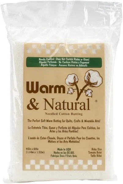 Warm Company Batting 2322 Warm &amp; Natural Cotton Batting-Crib Size 45&#034;X60&#034;