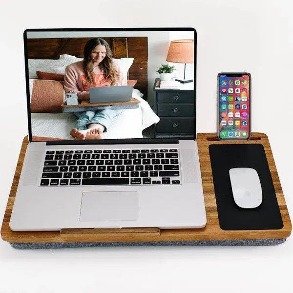 Lap Desk, Laptop Lap Desk with Cushion Made with Premium Real Acacia Wood. La...