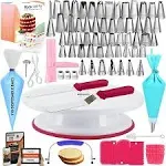 RFAQK 200PCs Cake Decorating Kit for Beginners with Turntable for 200 PCs