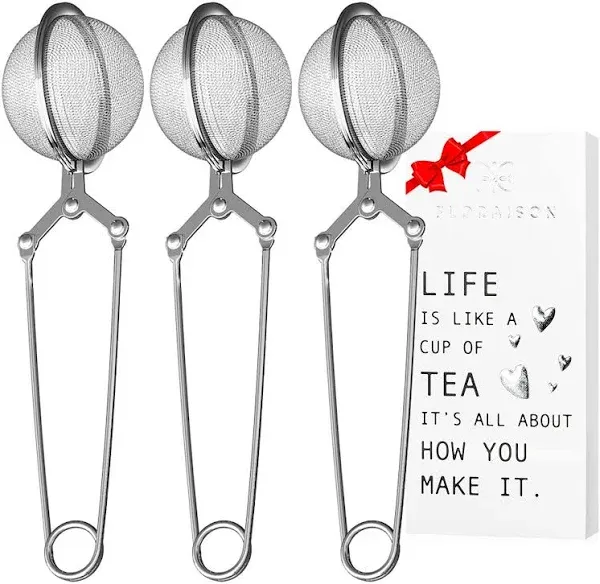 Snap Ball Tea Strainer, Exptolii 3 Pack Stainless Steel Tea Infuser Filter with Handle for Loose Leaf Tea, Spices, Seasonings