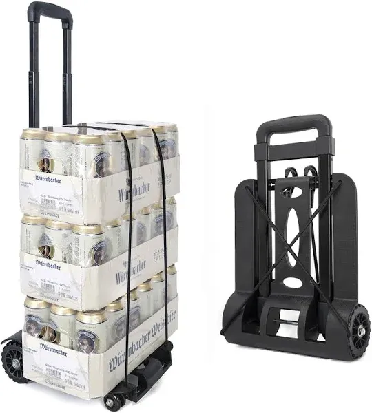 Hand Truck Dolly with 4-Wheels Folding Trolley Compact Luggage Cart for Travel, Moving and Office Use