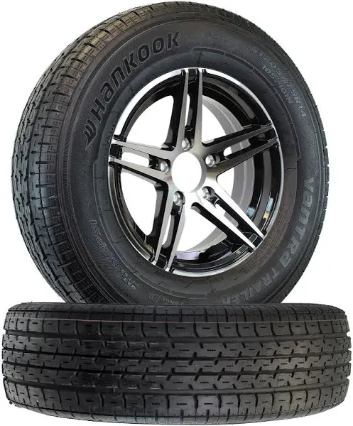 eCustomrim Hankook ST205/75R14 Radial Trailer Tire On Silver Spoke 5 Lug Wheel Load Range D - 6 Year Warranty w/Free Roadside