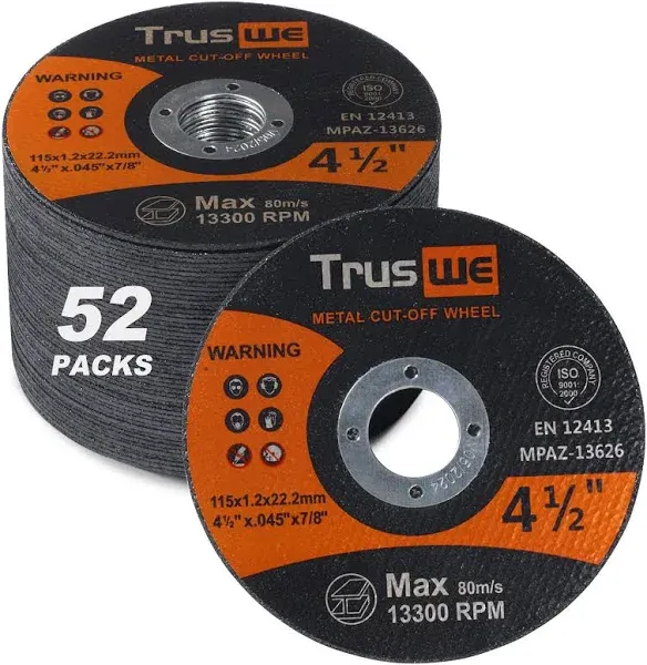 Truswe Cut Off Wheels 4 1/2 Inch - 52 Pack 4.5 Cut Off Wheel Metal and Stainl...