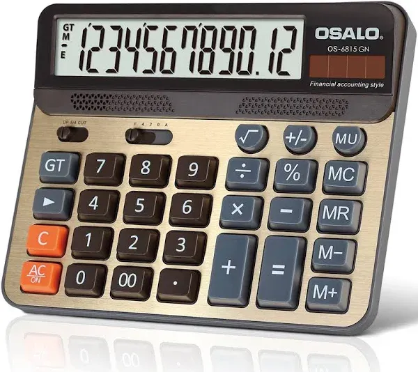 Desktop Calculator Extra Large 5-Inch LCD Display 12-Digit Big Number Accounting Calculator with Giant Response Button