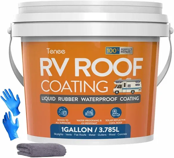 Tenee Liquid Rubber Rv Roof Coating White Camper Rv Roof Sealant Easy to Appl...