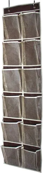 MISSLO Heavy Duty Organizer for Narrow Door with 12 Mesh Pockets (Brown) brown 