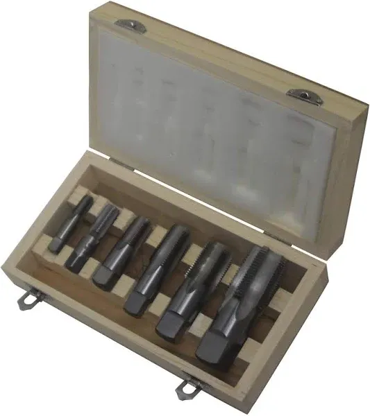 1/8&#034;, 1/4&#034;, 3/8&#034;, 1/2&#034;, 3/4&#034; and 1&#034; Carbon Steel NPT Pipe Tap Set (6-Piece)