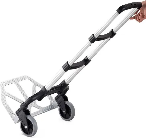 Folding Hand Truck and Personal Dolly, Aluminum Luggage Cart, 165 Lb Capacity wi