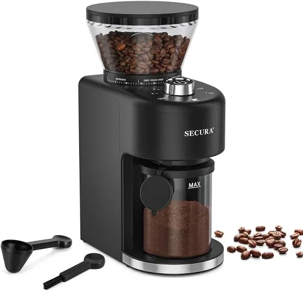 Secura Conical Burr Coffee Grinder with 35 Grinding settings Coffee Grinder for Espresso/Drip/French Press Coffee Maker