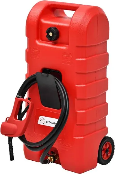 Fuel Caddy Portable Fuel Storage Tank 15 Gallon On-Wheels with Manual Pump Red