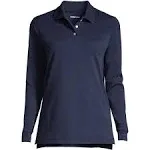 Lands' End Women's School Uniform Tall Long Sleeve Interlock Polo Shirt - Blue