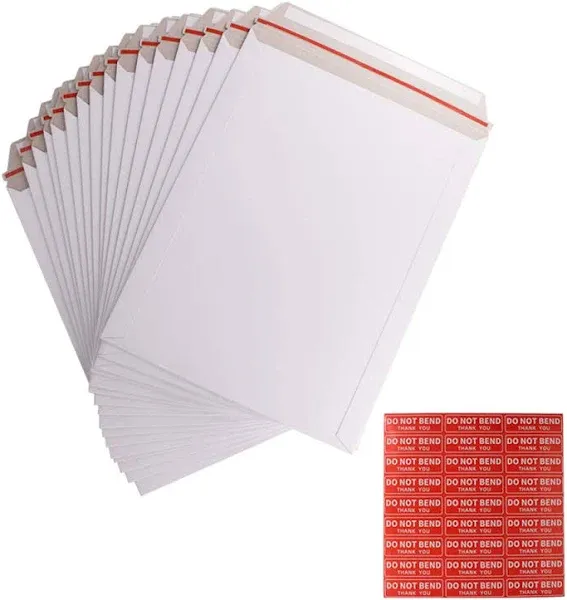 100 Pack 9X12 inch Self Seal Photo Document Mailers Stay Flat White Cardboard...