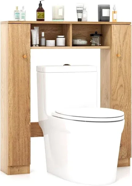 Over The Toilet Storage Cabinet, Double Door Bathroom Toilet Storage Organizer