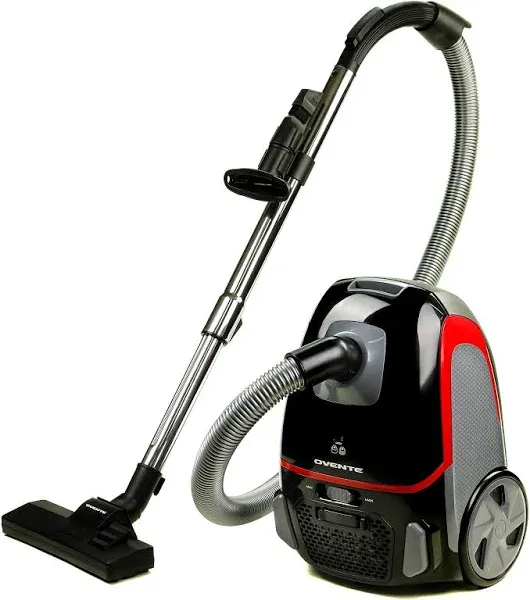 Ovente Canister Vacuum 1400 Watts with Energy Saving Speed Control - Black