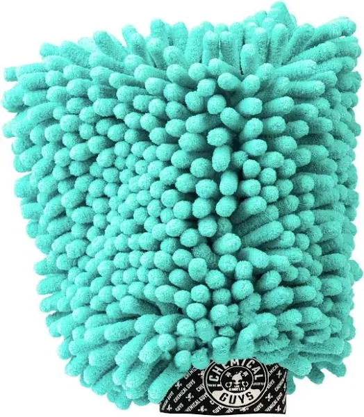 Chemical Guys MIC513 Big Noodle Chenille Microfiber Scratch Free Supersized Car Wash Mitt for Cars, Trucks, SUVs, RVs & More, Turquoise (11" x 12")