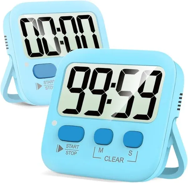 Antonki Timer, 2 Pack Timer for Kids, Kitchen Timers, Digital Timer for Cooking, Egg Timer, Classroom Timer for Teacher, Magnetic Countdown Timer for Exercise, Study, Oven - Battery Included