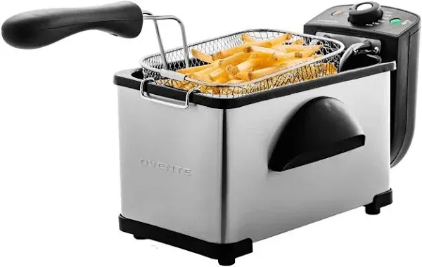 Electric Deep Fryer 2 Liter Capacity, Viewing Window and Odor Filter, New Silver