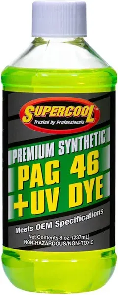 Supercool® P46-8D - Super Premium™ PAG-46 R134a Refrigerant Oil with Fluorescent Leak Detection Dye, 8 oz