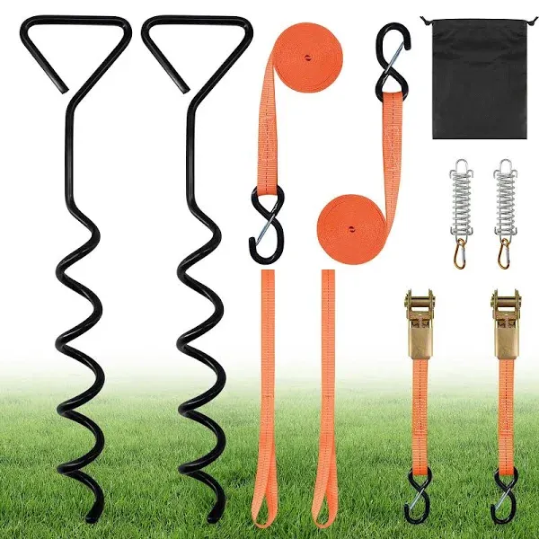 RV Awning Tie Down Kit - Heavy Duty RV Awning Tie Down Anchors, RV Awning Tie Down Straps for Wind, Campers Awning Anchors Accessories for Outdoor Camping RV Awning