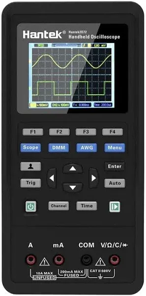 Hantek Handheld Oscilloscope 2D72 2CH 70MHz + Multimeter + 25M Signal Generator