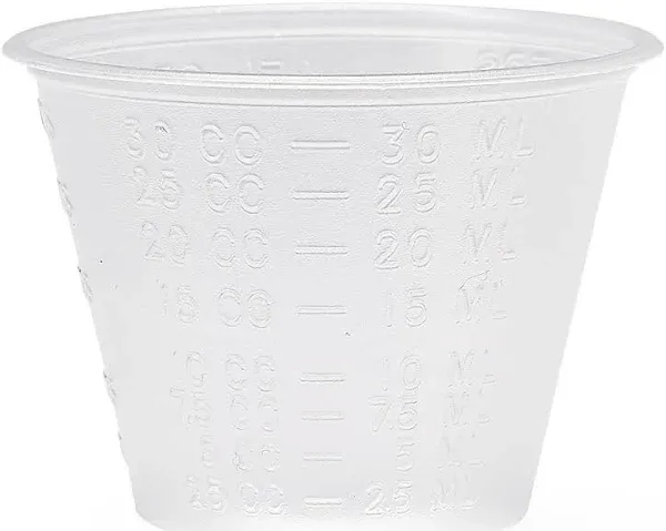 Graduated Medicine Cup 1 oz. Clear Plastic Disposable DYND80000 Sleeve/1