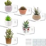 Acrylic Small Adhesive Wall Shelves,Mini Floating Shelves,Acrylic Display Shelves,Ledges for Pop Figures,Plant,Picture Photo Modern Wall for Bedroom Decor Living Room