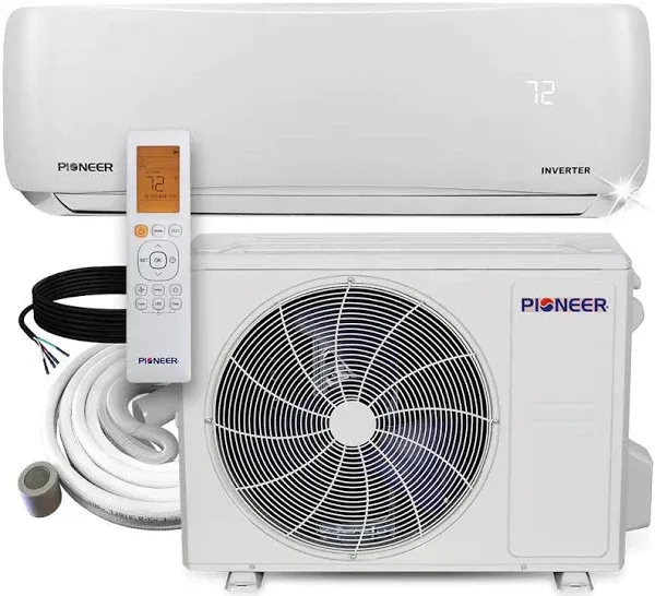 Pioneer 18,000 BTU 23.7 SEER2 Ductless Mini-Split Inverter++ Energy-Star Air Conditioner Heat Pump System Full Set 230V