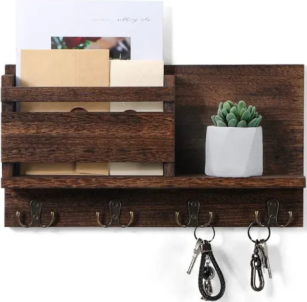 Key and Mail Holder for Wall Decorative - Rustic Mail Organizer Wall