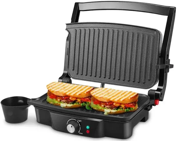 Panini Maker 4 Slice Panini Press Grill Sandwich Maker Non-Stick Coated Plates