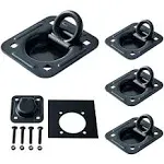 Lonffery 4 Pack Recessed D-Ring Tie Down Anchors (6,000 lb. Capacity), Heavy Duty Kit for Trailer or Deliveries, Black